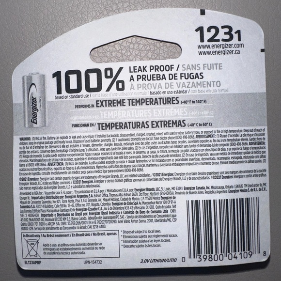 Energizer 123 lithium battery - Picture 2 of 2